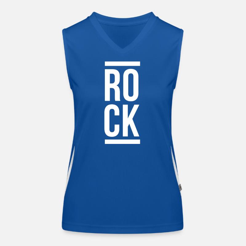 Rock Bold Vertical Typography Women's Functional Contrast Tank Top
