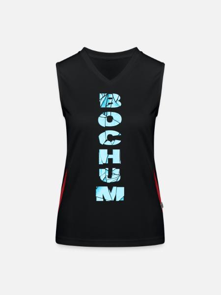 Bochum Deutschland Stadt Schrift Skyline Heimat - Funktionelles Kontrast-Tank Top für Frauen - Schwarz/Rot - Vorne