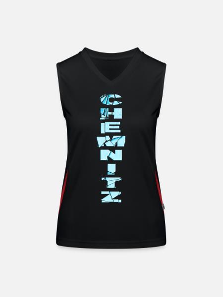 Chemnitz Germany City Font Skyline Home - Women's Functional Contrast Tank Top - black/red - Front