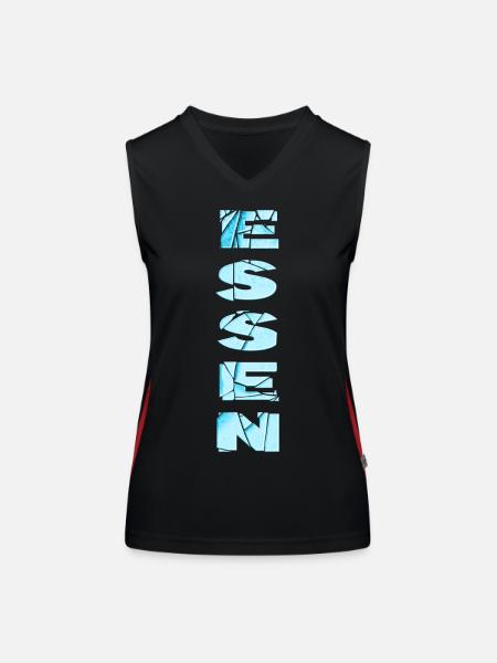 Essen Deutschland Stadt Schrift Skyline Heimat - Funktionelles Kontrast-Tank Top für Frauen - Schwarz/Rot - Vorne