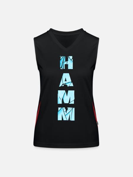 Hamm Germany City Font Skyline Home - Women's Functional Contrast Tank Top - black/red - Front