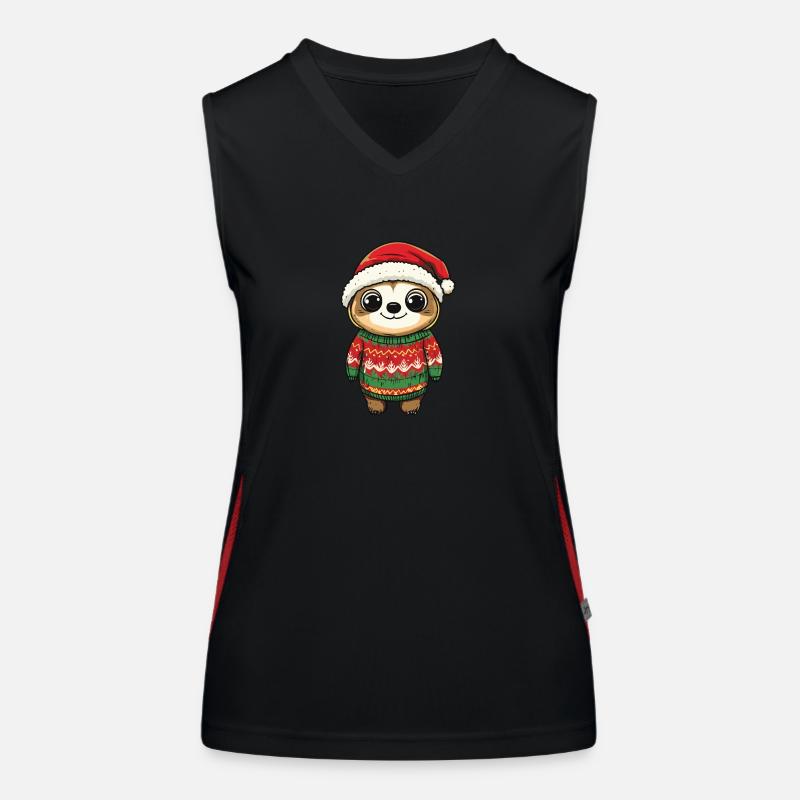 Faultier Weihnachten Comic Funktionelles Kontrast-Tank Top für Frauen
