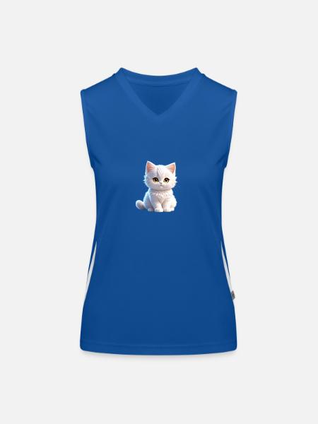 Mignon minou blanc - Débardeur respirant contrasté Femme - bleu/blanc - Devant
