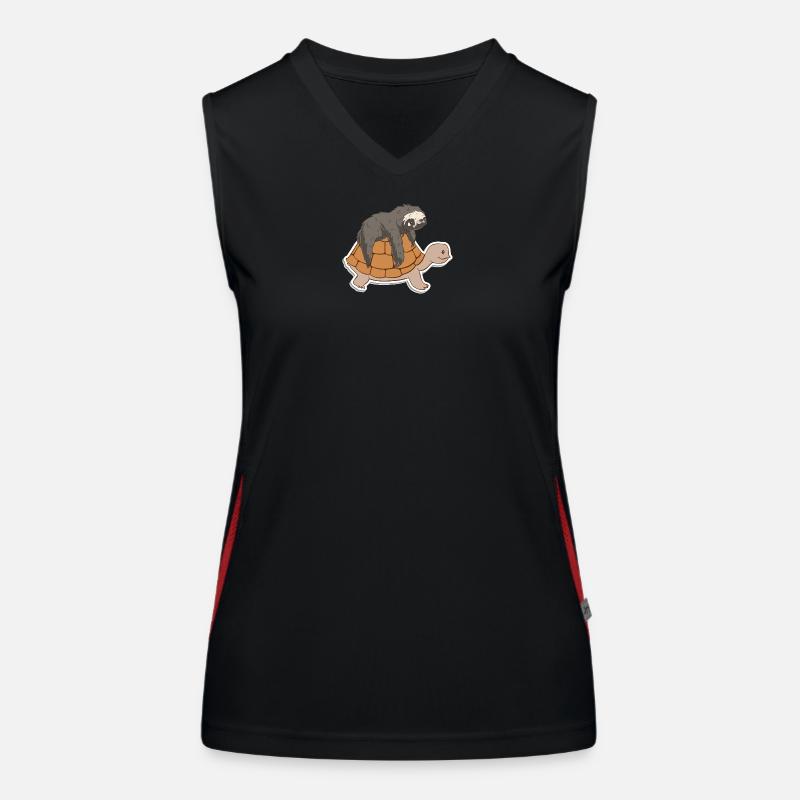 Adorable Turtle and Sloth - Women's Functional Contrast Tank Top - black/red