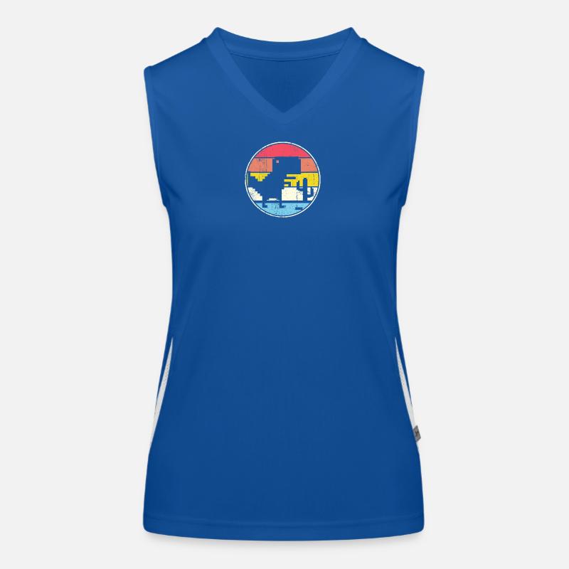 Pixel Sunset Circle with Silhouette Women's Functional Contrast Tank Top