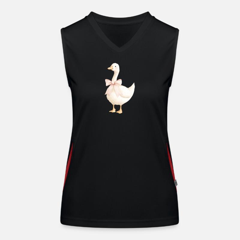 Duck with pink bow - Women's Functional Contrast Tank Top - black/red