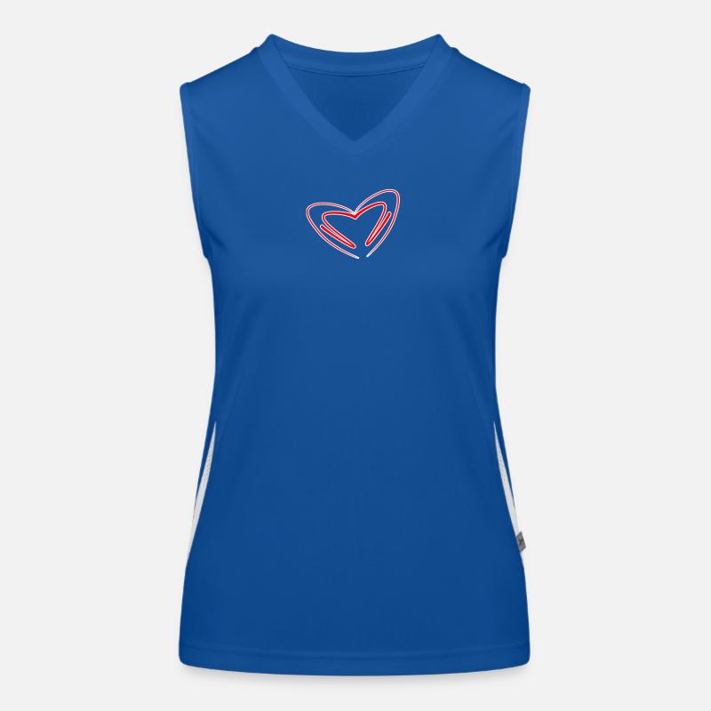 Neon Red Sketched Heart Women's Functional Contrast Tank Top