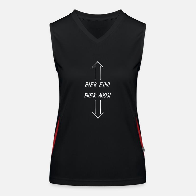 Bier eini Bier aussi Humor Anleitung Funktionelles Kontrast-Tank Top für Frauen