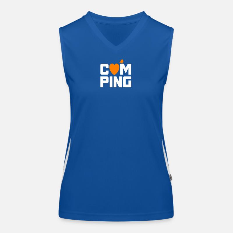 Camping Spatz Herz Camper coole Quotes Fan Urlaub Funktionelles Kontrast-Tank Top für Frauen