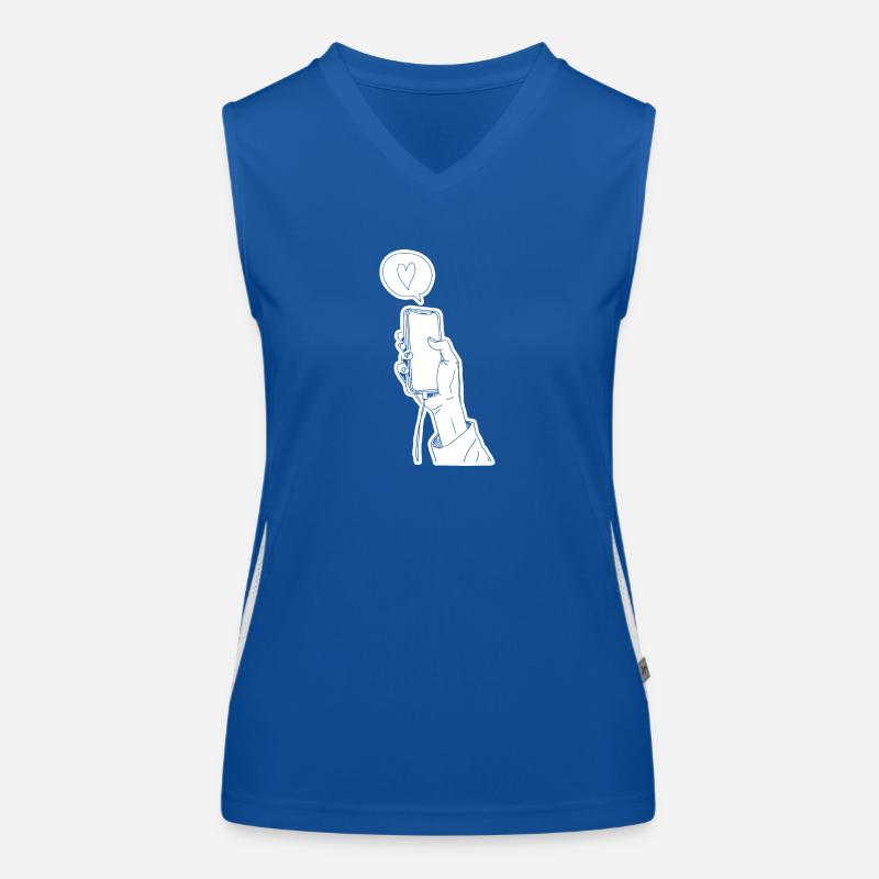 Hand holding mobile phone smartphone with heart Women's Functional Contrast Tank Top