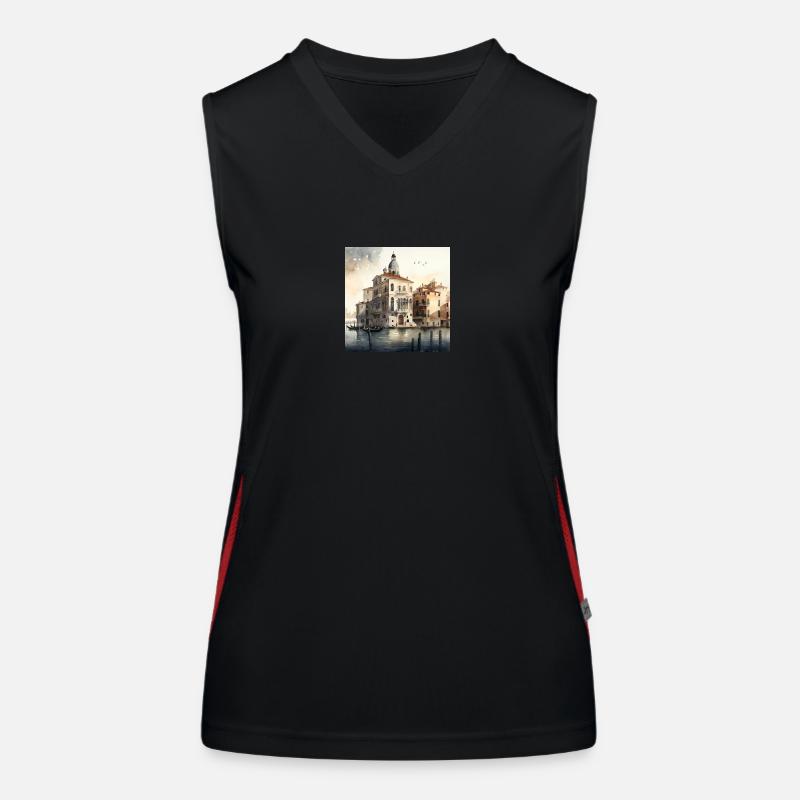 Venedig Aquarell Gondeln Funktionelles Kontrast-Tank Top für Frauen