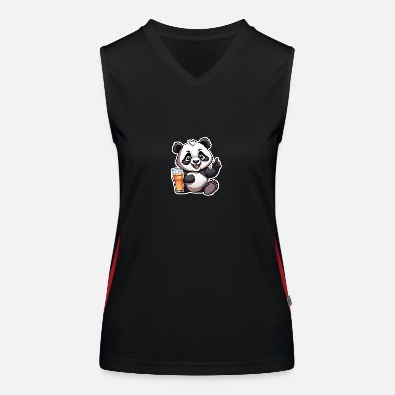 Panda exubérant avec boisson Débardeur respirant contrasté Femme