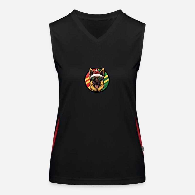 German Shepherd Dog Christmas Cool Women's Functional Contrast Tank Top