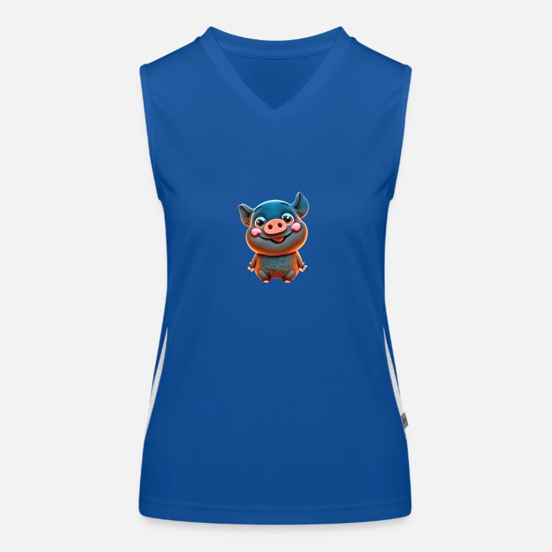 niedlicher Cartoon PIG BLACK Funktionelles Kontrast-Tank Top für Frauen