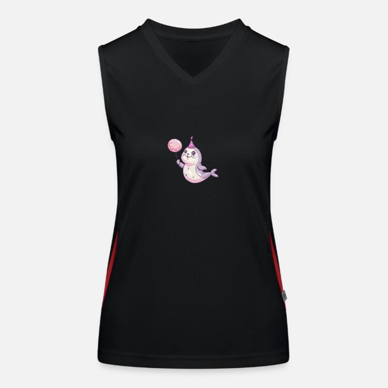 Robbe Tier Geburtstag Comic Funktionelles Kontrast-Tank Top für Frauen