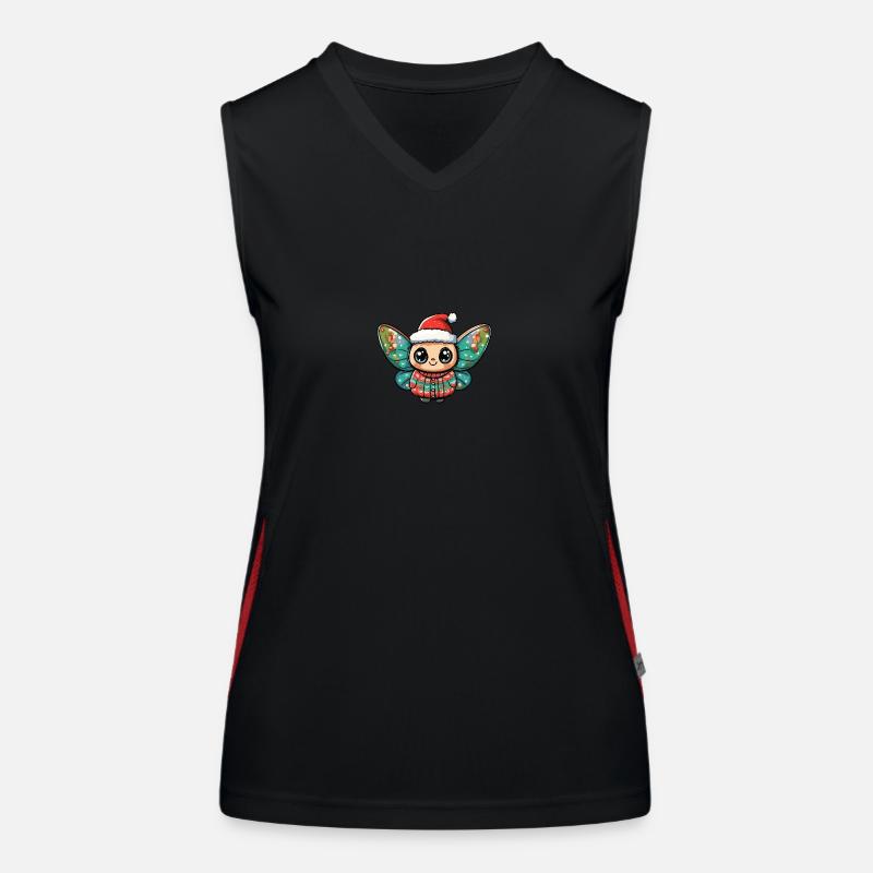 Butterfly Christmas Comic Women's Functional Contrast Tank Top