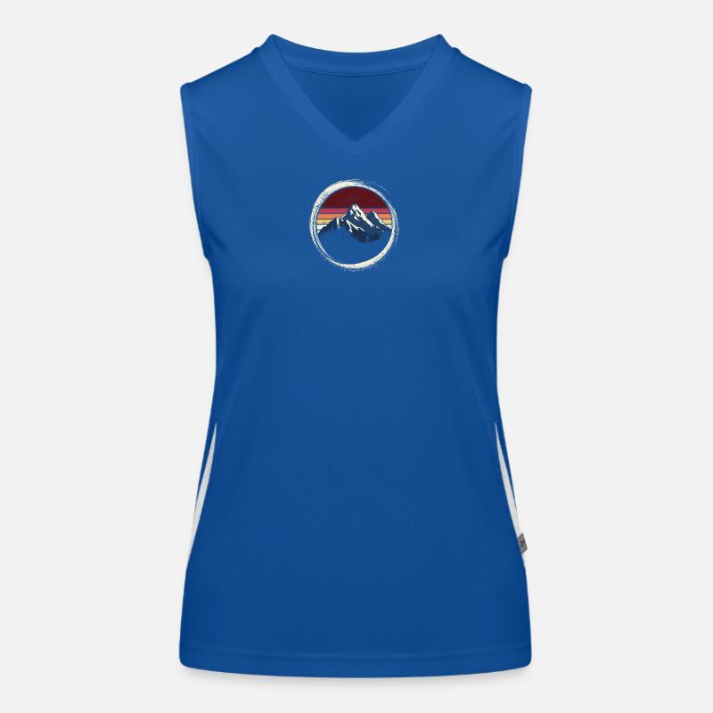 Mountain Sunset Retro Circle Women's Functional Contrast Tank Top