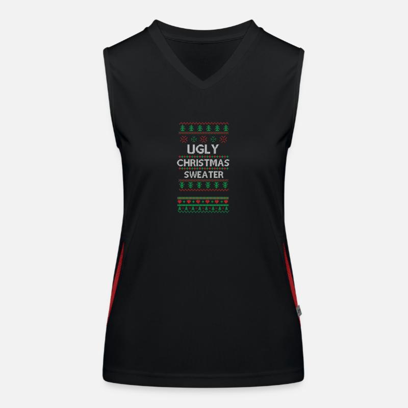 Ugly Christmas Design Pixel Art Women's Functional Contrast Tank Top