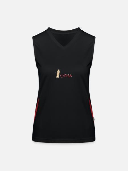 Pisa Passion : un style qui va conquérir votre cœur ! Cadeau - Débardeur respirant contrasté Femme - noir/rouge - Devant