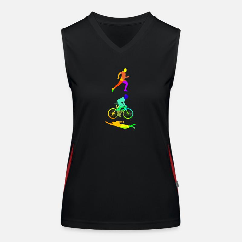 Triathlon Regenbogen Farben Polygon Sport Funktionelles Kontrast-Tank Top für Frauen