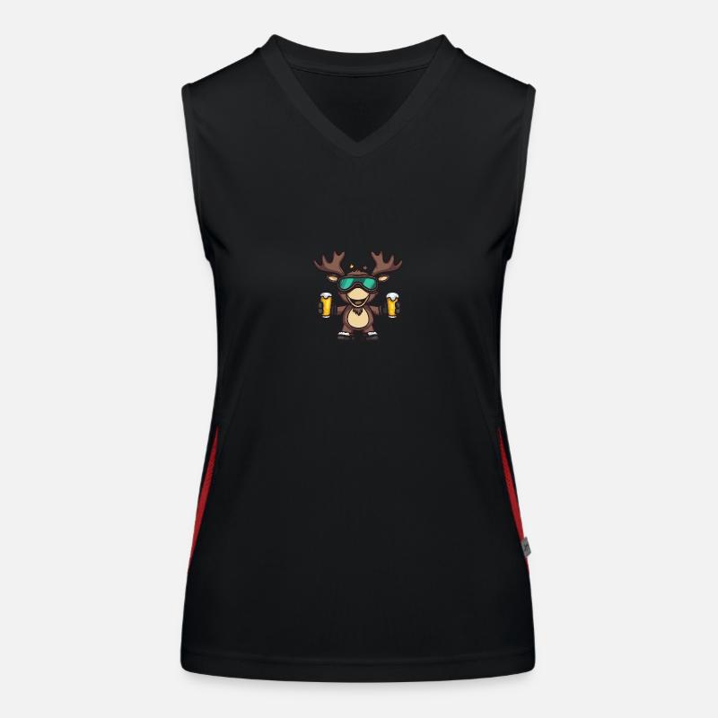 Elch Apres Ski Bier Comic Funktionelles Kontrast-Tank Top für Frauen