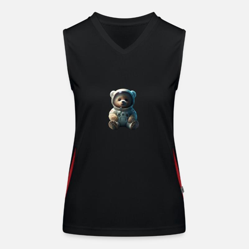 Cute Comic Tedybear in the space Funktionelles Kontrast-Tank Top für Frauen