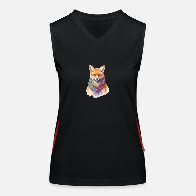 Fuchs mit Schal Funktionelles Kontrast-Tank Top für Frauen