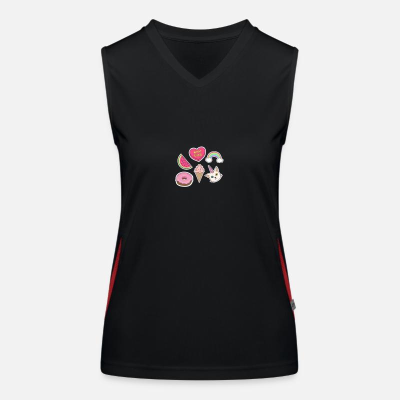 Emojis - Chat, Arc-en-ciel, Pastèque, crème glacée Débardeur respirant contrasté Femme