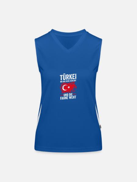 Turcs Turquie Turquie - Débardeur respirant contrasté Femme - bleu/blanc - Devant