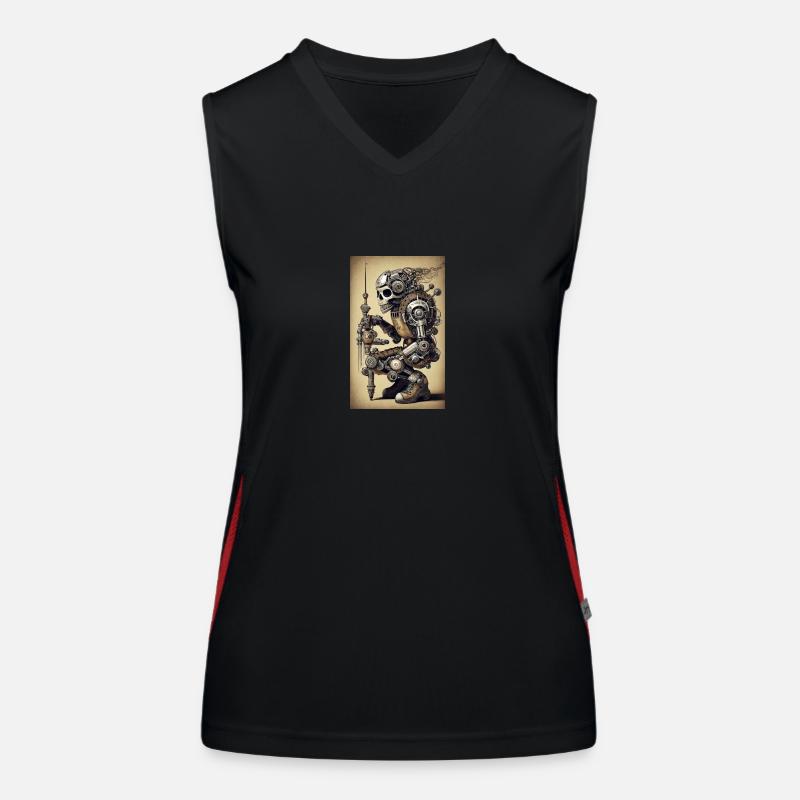 SKELETON BIKER Steampunk Cyborg Stil Funktionelles Kontrast-Tank Top für Frauen