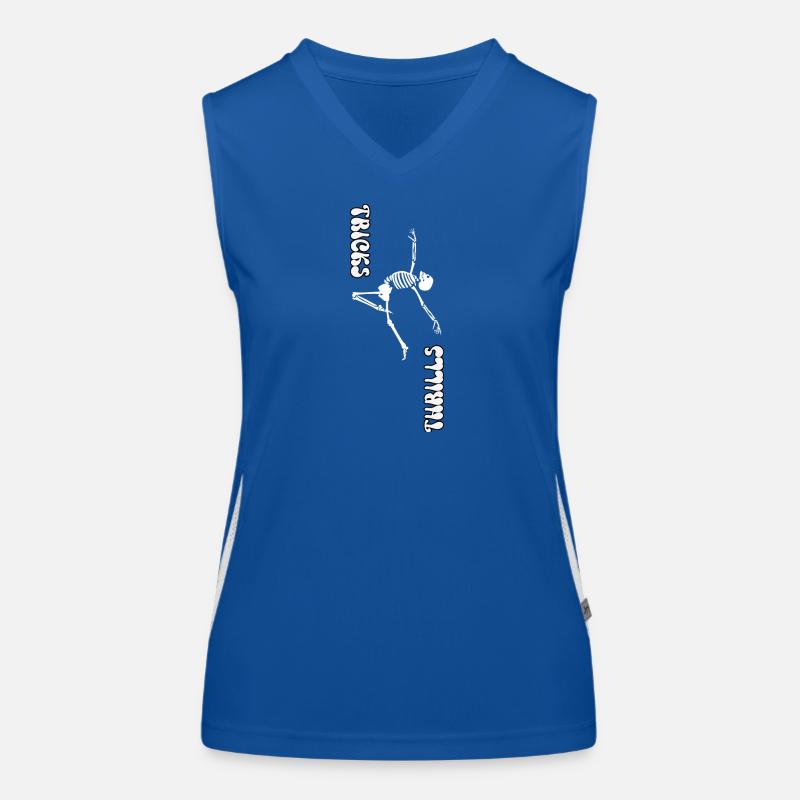 TRICKS ODER NERVENKITZEL, HALLOWEEN-SKELETTTANZ Funktionelles Kontrast-Tank Top für Frauen