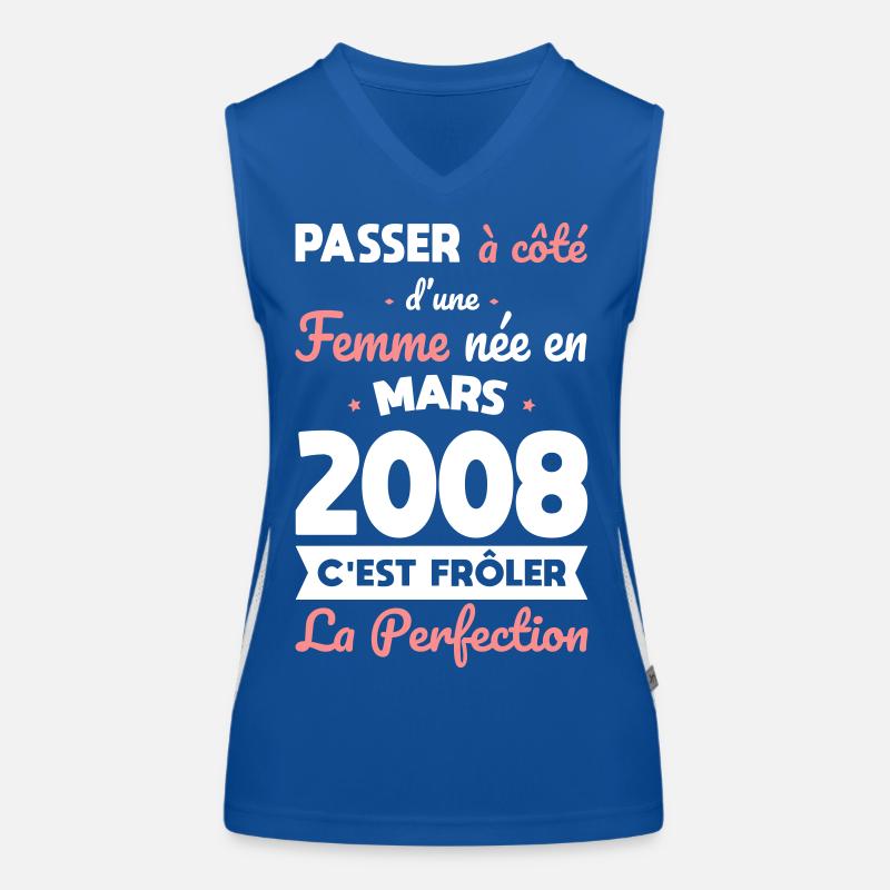 Anniversaire 18 ans - Née en Mars 2008 Débardeur respirant contrasté Femme