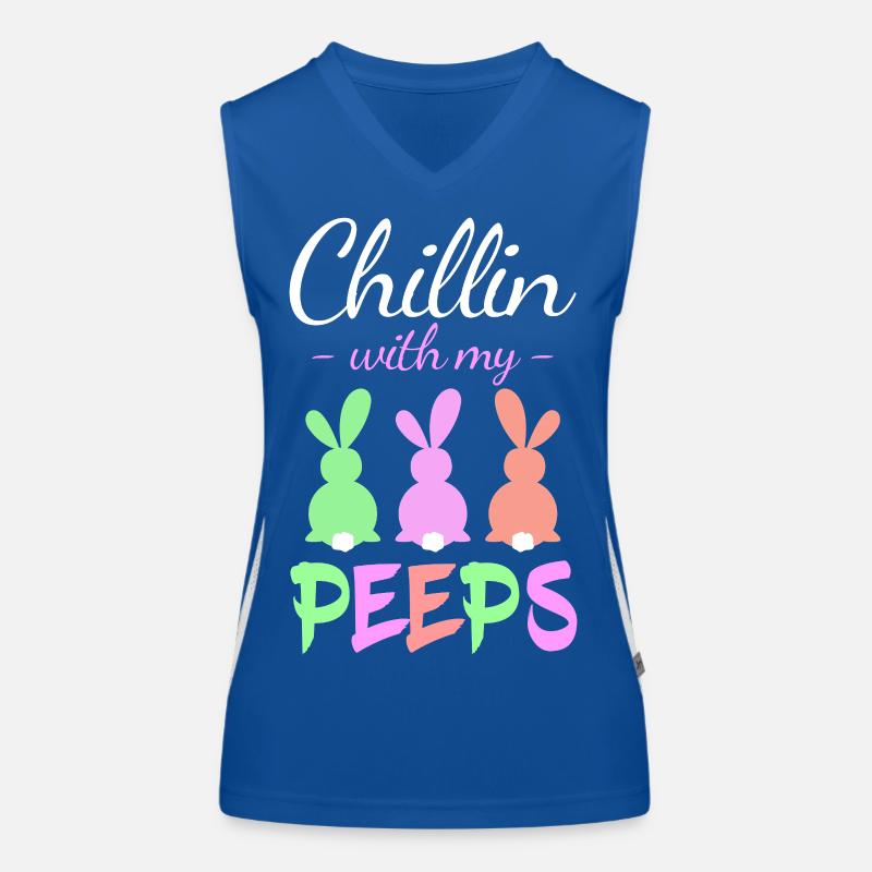 Chillin with Peeps Pastellhasen Funktionelles Kontrast-Tank Top für Frauen