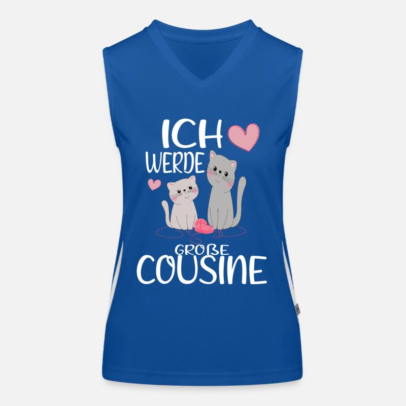 Cousine Ich werde große Cousine Geschenkidee Funktionelles Kontrast-Tank Top für Frauen