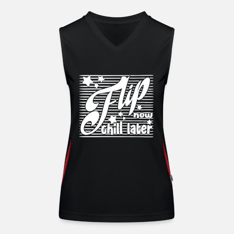 Gymnastic Gymnast Gift Idea Flip Now Chill Later Funktionelles Kontrast-Tank Top für Frauen