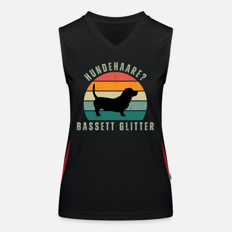 Basset Glitter Retro Sunset Funktionelles Kontrast-Tank Top für Frauen
