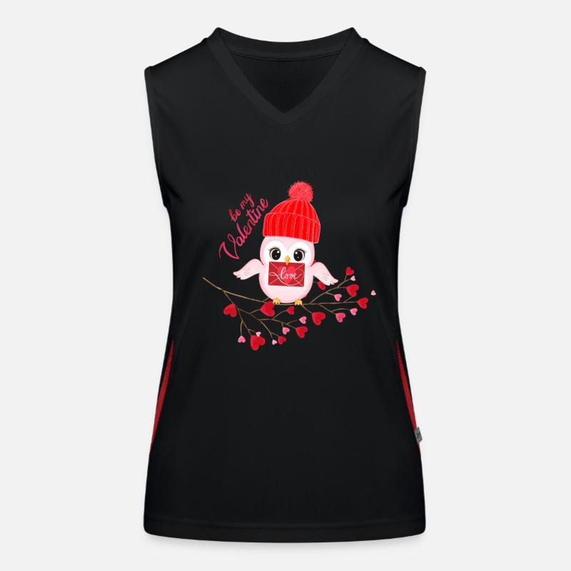 Valentine`s Day Eule mit Mütze Funktionelles Kontrast-Tank Top für Frauen