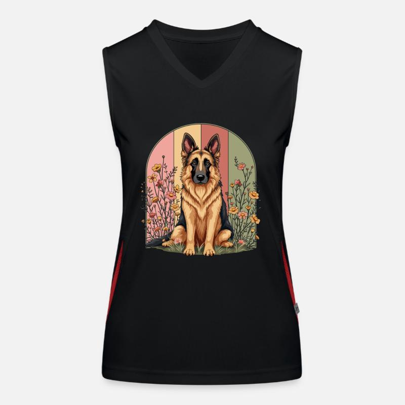 Deutscher Schäferhund Cottagecore Floral Romantik Funktionelles Kontrast-Tank Top für Frauen