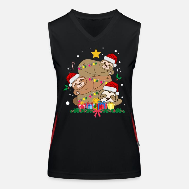 Weihnachtsfaultier Funktionelles Kontrast-Tank Top für Frauen