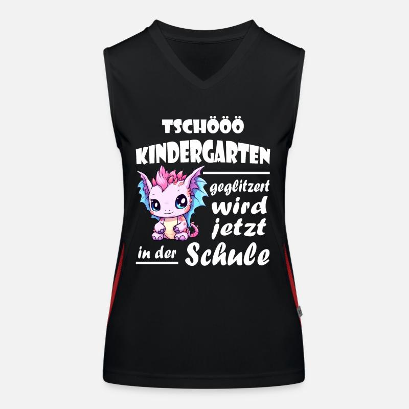 Einschulung Schulkind Drache Funktionelles Kontrast-Tank Top für Frauen