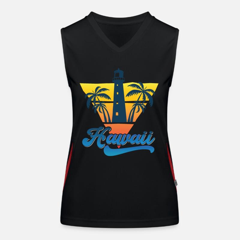 Conception de la plage du phare d’Hawaï Débardeur respirant contrasté Femme