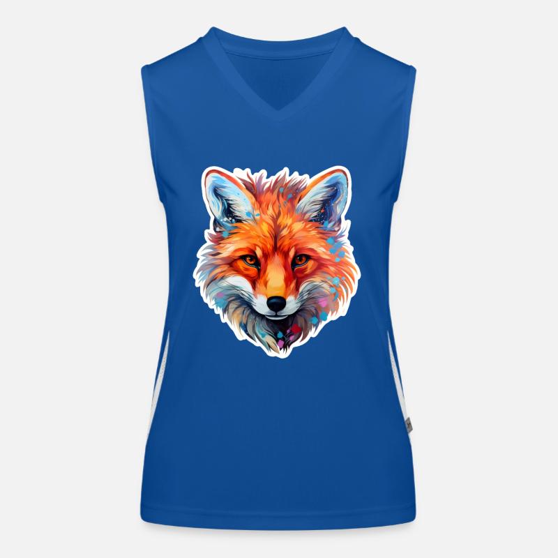 Tête de renard colorée Débardeur respirant contrasté Femme
