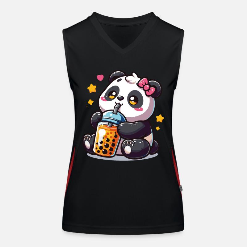 Bubble Tea Mignon Panda Anime Kawaii Cadeau Débardeur respirant contrasté Femme