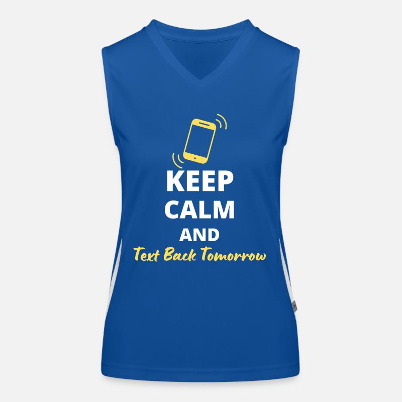 humorvolles "Keep Calm and Text Back Tomorrow" Funktionelles Kontrast-Tank Top für Frauen
