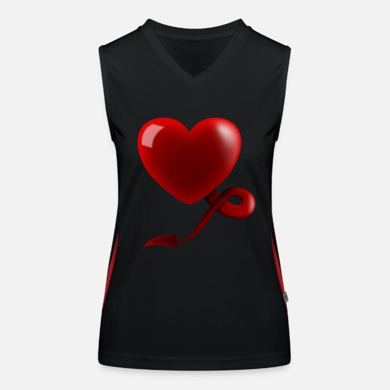 Coeur avec queue du diable Débardeur respirant contrasté Femme