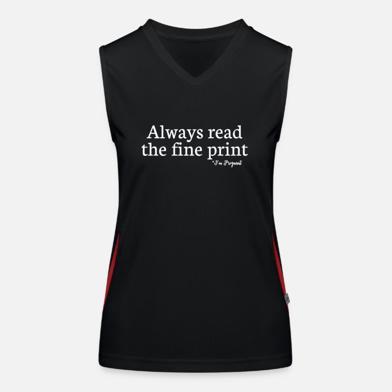 Lesen Sie immer das Kleingedruckte. Funktionelles Kontrast-Tank Top für Frauen