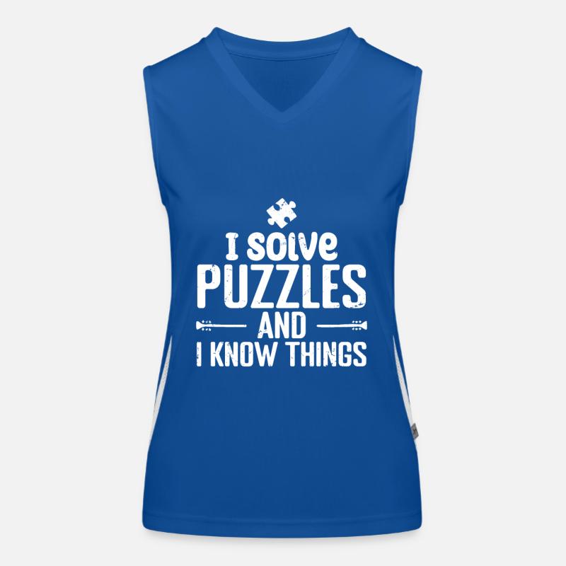 I solve Puzzles and I Know Things Women's Functional Contrast Tank Top