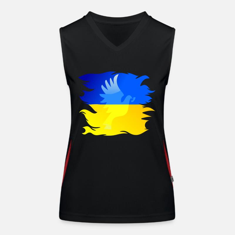 Drapeau de l’Ukraine avec colombe de la paix Débardeur respirant contrasté Femme