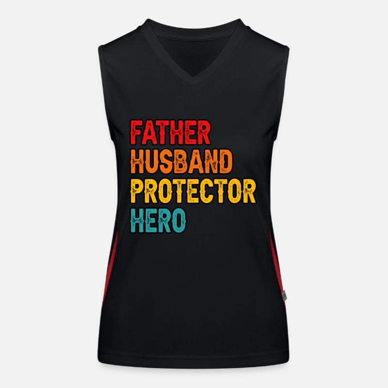 Father Husband Protector Hero Women's Functional Contrast Tank Top