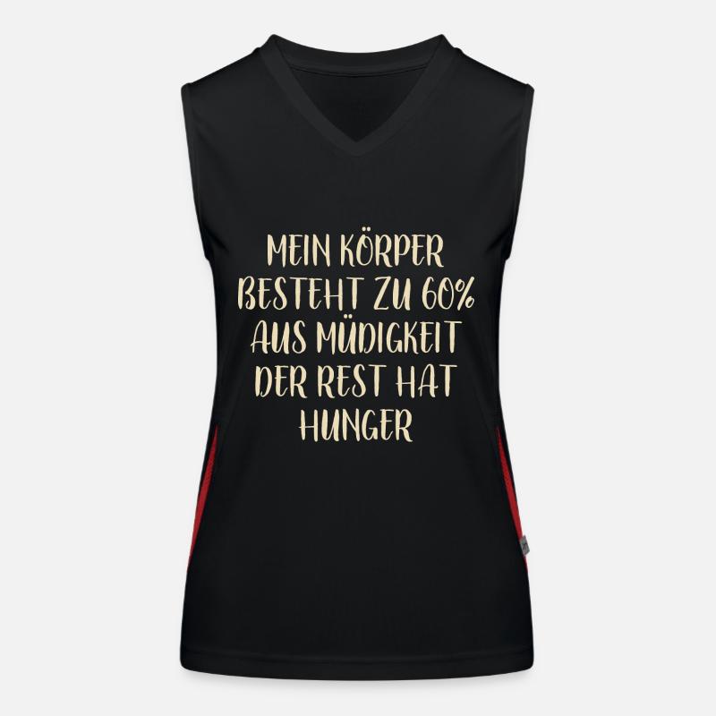 Optimismus Motivation - müde und hungrig - Spruch Funktionelles Kontrast-Tank Top für Frauen